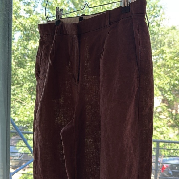 J.Crew Wide Leg Essential Pant Linen Roasted Cocoa US 8 - Picture 5 of 8